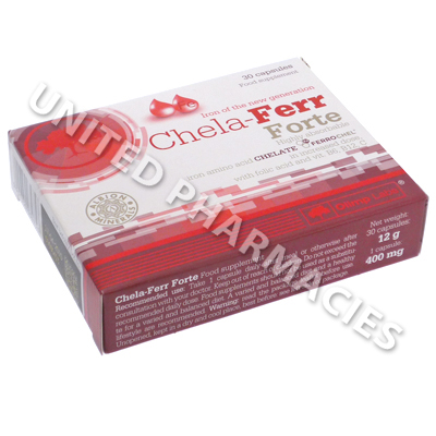Chela-Ferr Forte (Iron Bis-Glycinate/Iron/Folic Acid/Vitamin C/Vitamin B6/Vitamin B12) - 140mg/28mg/400mcg/40mg/1.4mg/2.5mcg (30 Capsules)