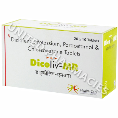 Dicoliv-MR (Diclofenac Potassium/Paracetamol/Chlorzoxazone) - 50mg/325mg/250mg (10 Tablets)