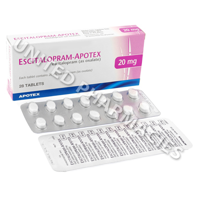 Escitalopram-Apotex (Escitalopram) - 20mg (28 Tablets)1